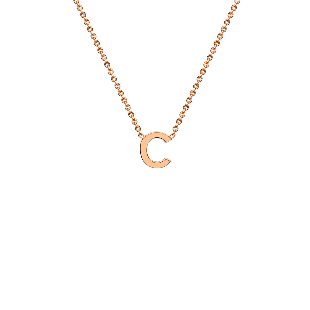 9K Rose Gold 'C' Initial Adjustable Letter Necklace 38/43cm