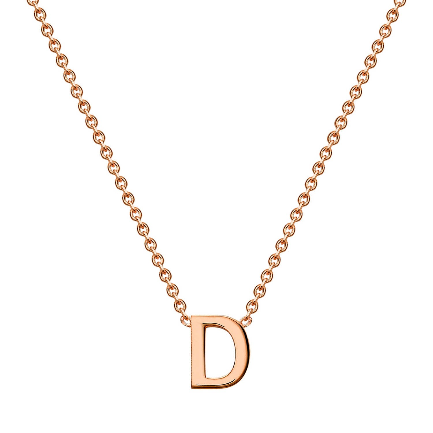 9K Rose Gold 'D' Initial Adjustable Letter Necklace 38/43cm