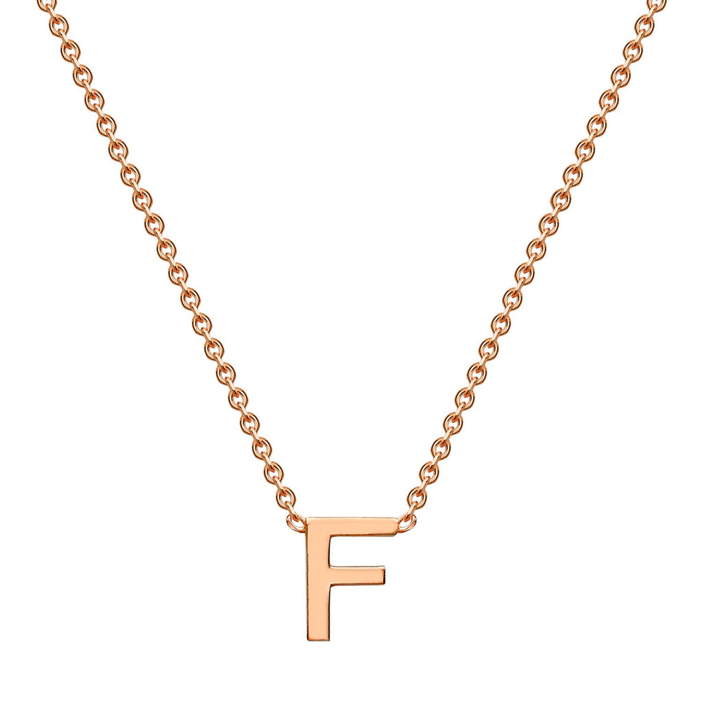 9K Rose Gold 'F' Initial Adjustable Letter Necklace 38/43cm