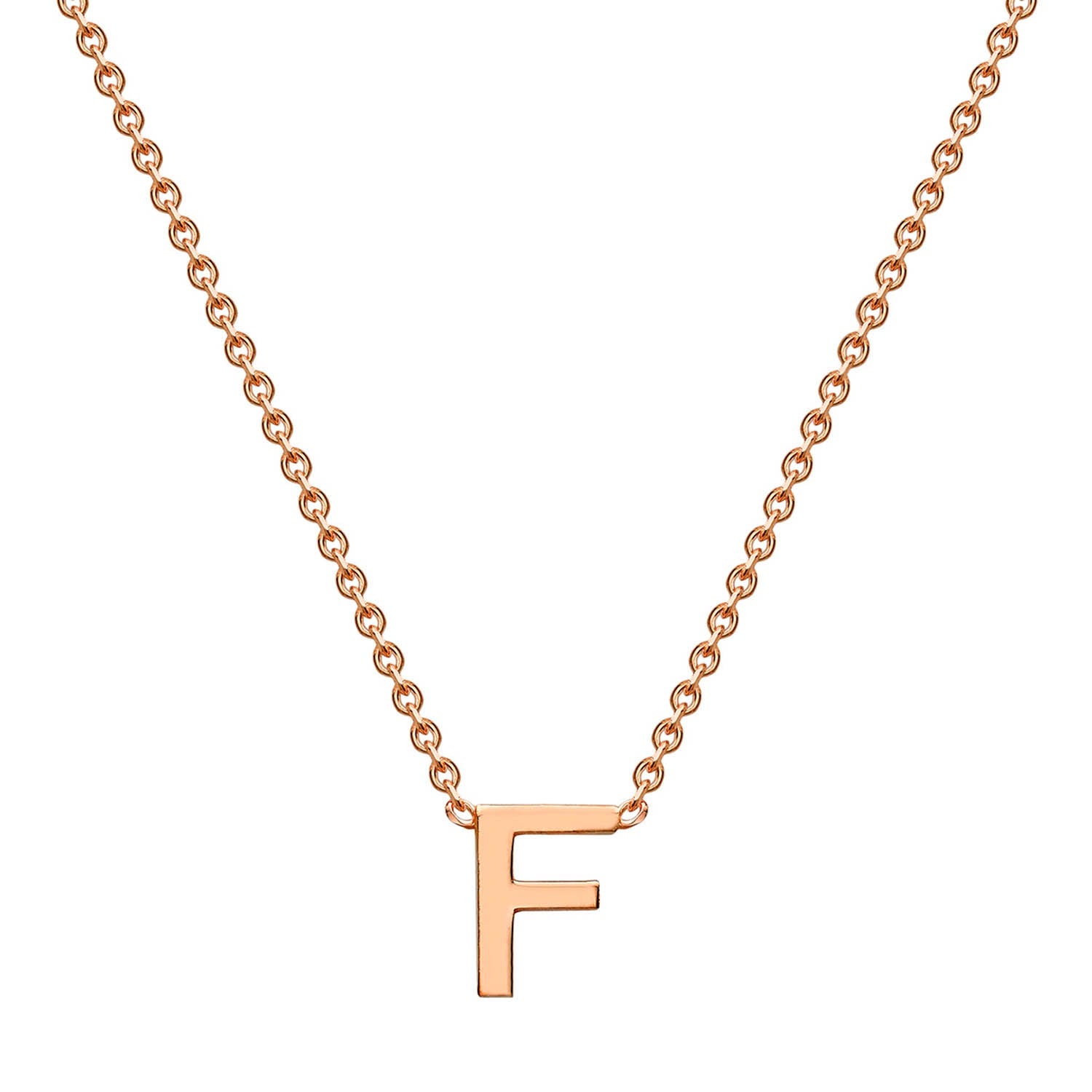 9K Rose Gold 'F' Initial Adjustable Letter Necklace 38/43cm