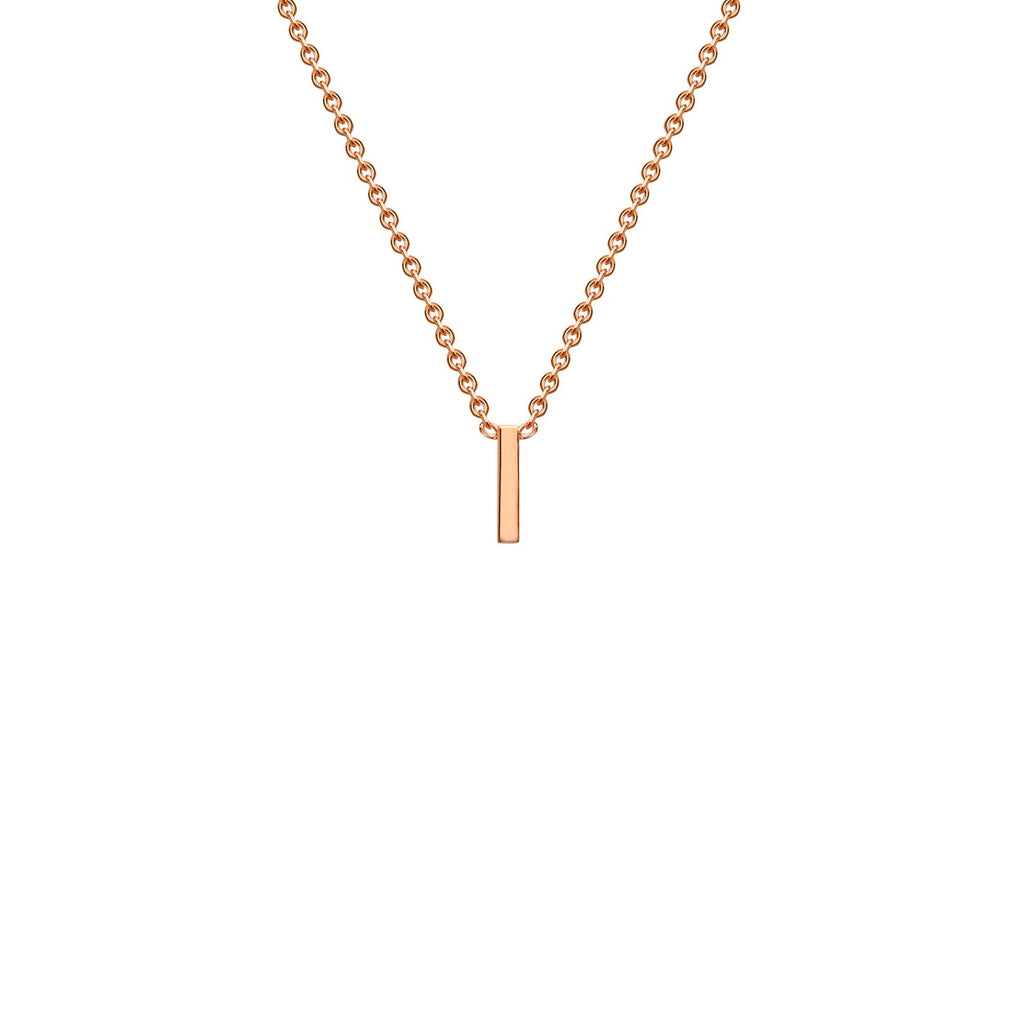 9K Rose Gold 'I' Initial Adjustable Letter Necklace 38/43cm