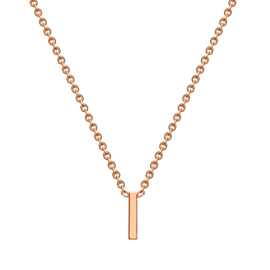 9K Rose Gold 'I' Initial Adjustable Letter Necklace 38/43cm