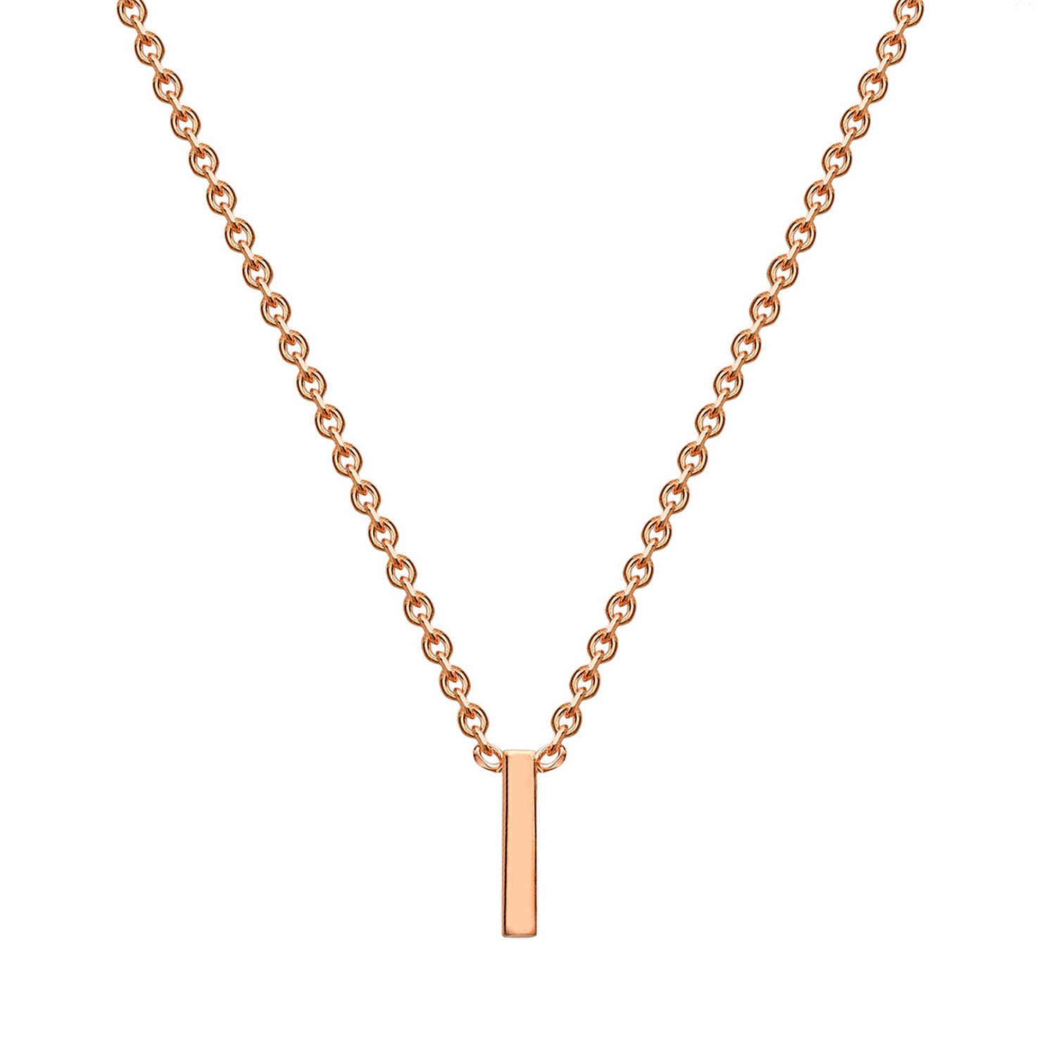9K Rose Gold 'I' Initial Adjustable Letter Necklace 38/43cm