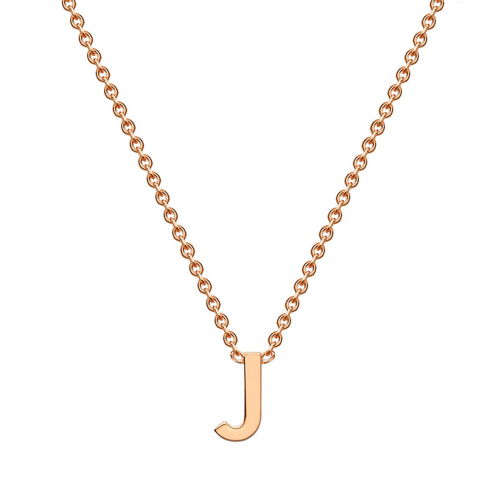 9K Rose Gold 'J' Initial Adjustable Letter Necklace 38/43cm