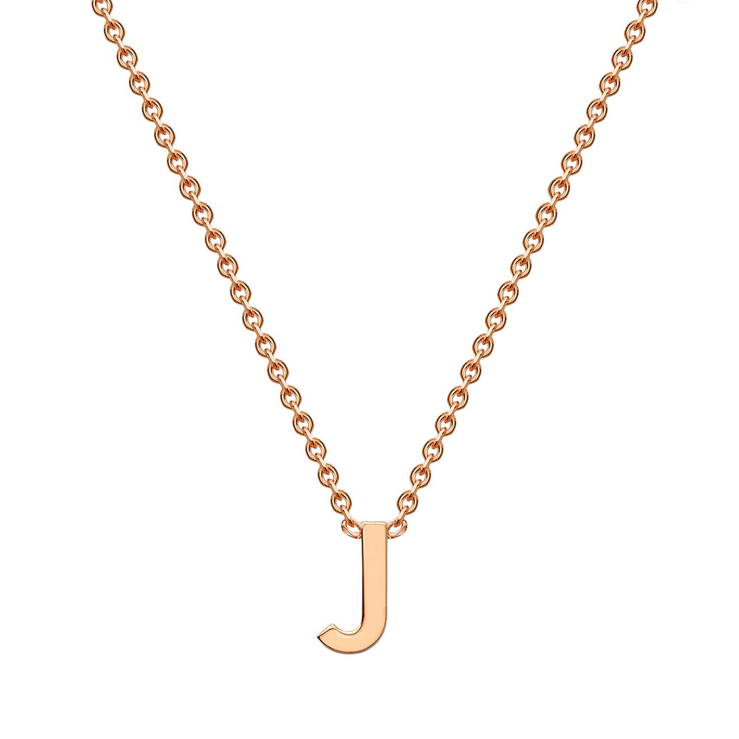 9K Rose Gold 'J' Initial Adjustable Letter Necklace 38/43cm