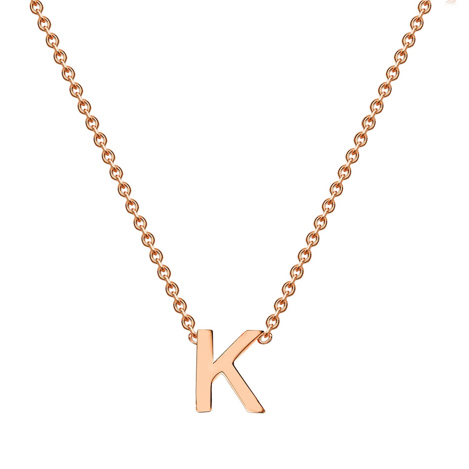 9K Rose Gold 'K' Initial Adjustable Letter Necklace 38/43cm