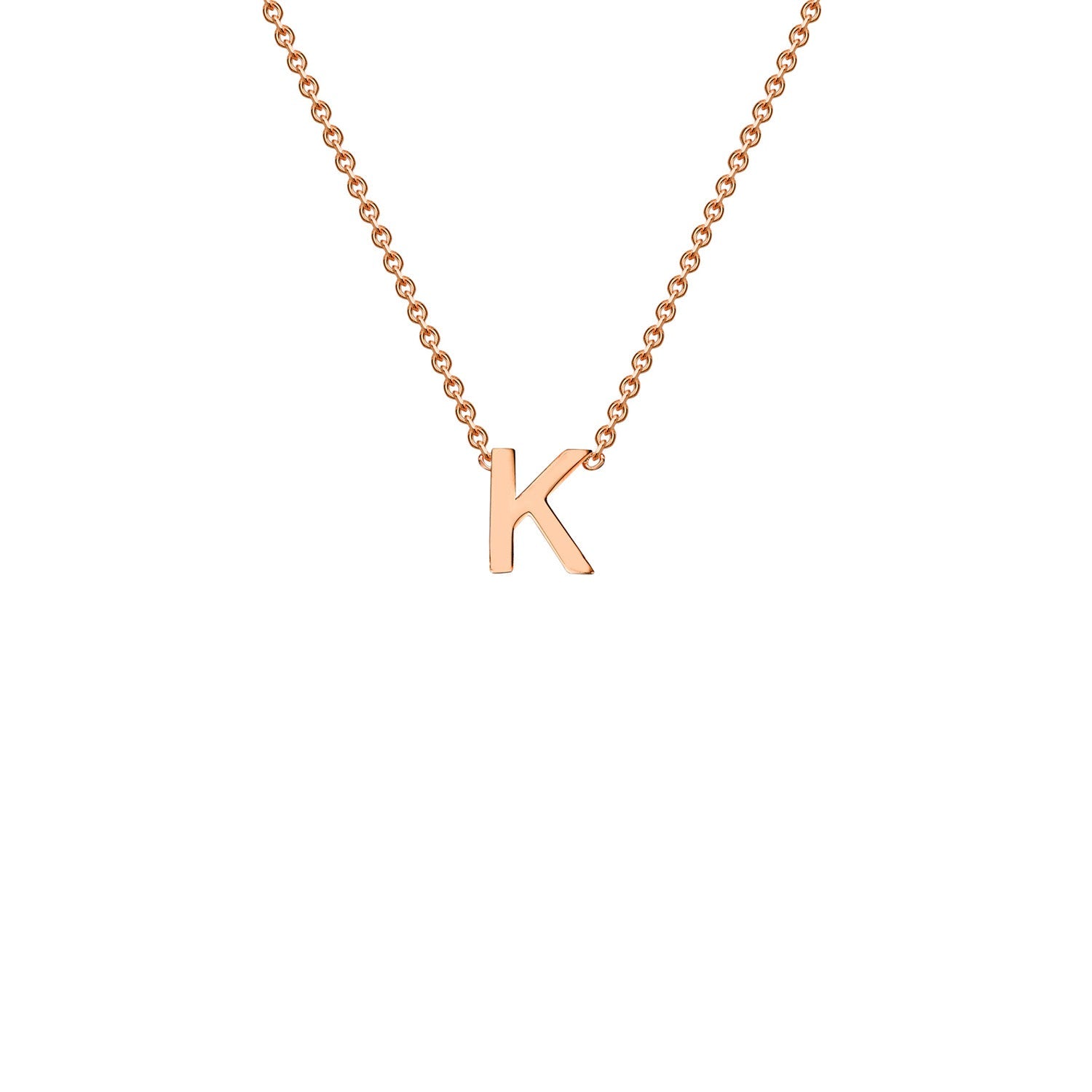 9K Rose Gold 'K' Initial Adjustable Letter Necklace 38/43cm