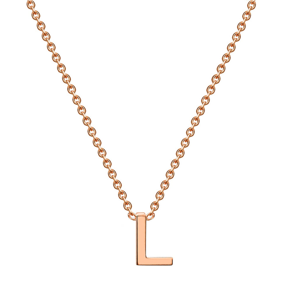 9K Rose Gold 'L' Initial Adjustable Letter Necklace 38/43cm