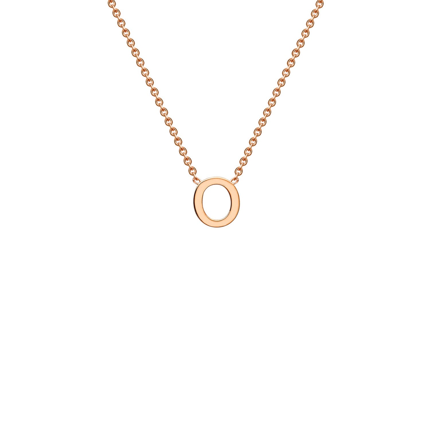 9K Rose Gold 'O' Initial Adjustable Letter Necklace 38/43cm