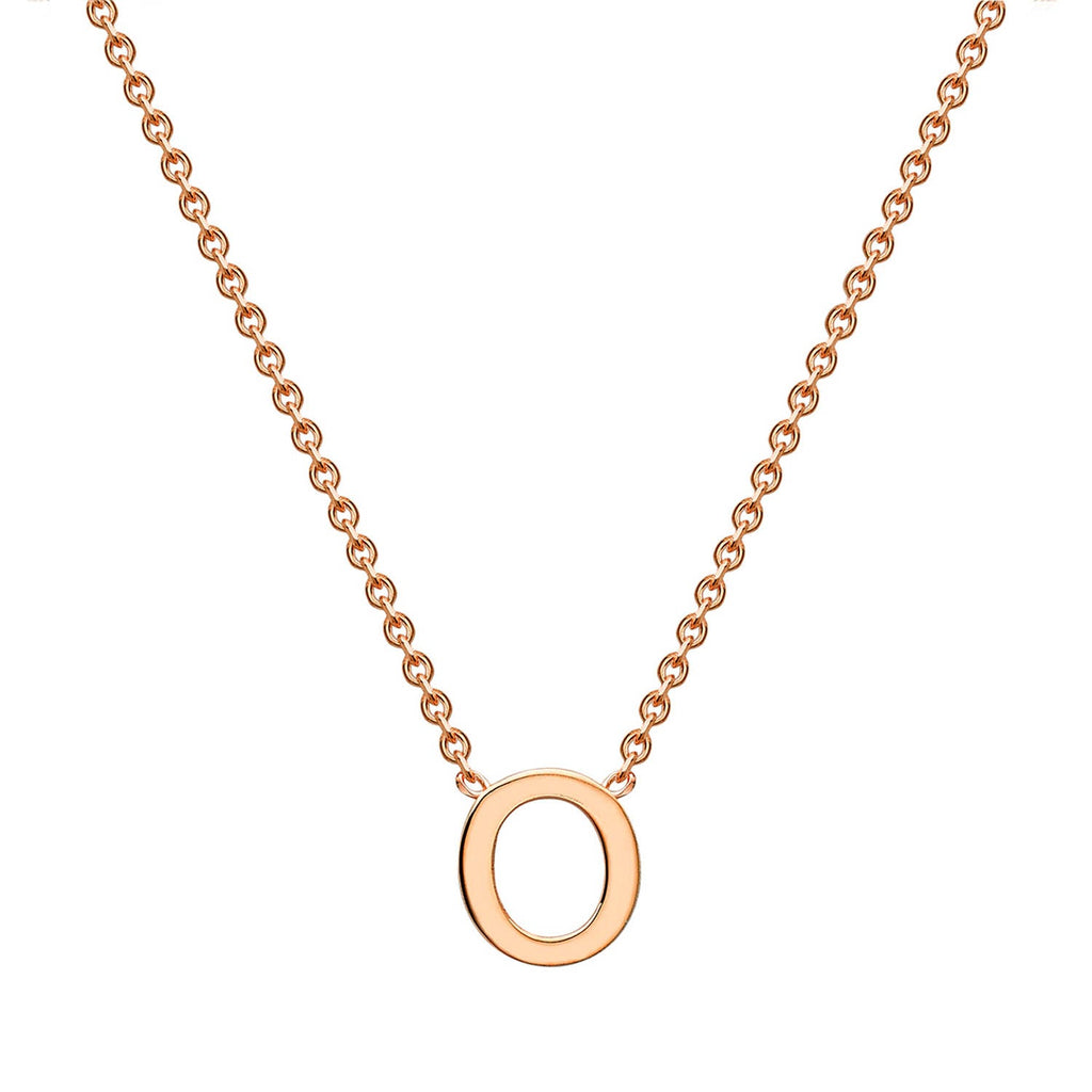 9K Rose Gold 'O' Initial Adjustable Letter Necklace 38/43cm