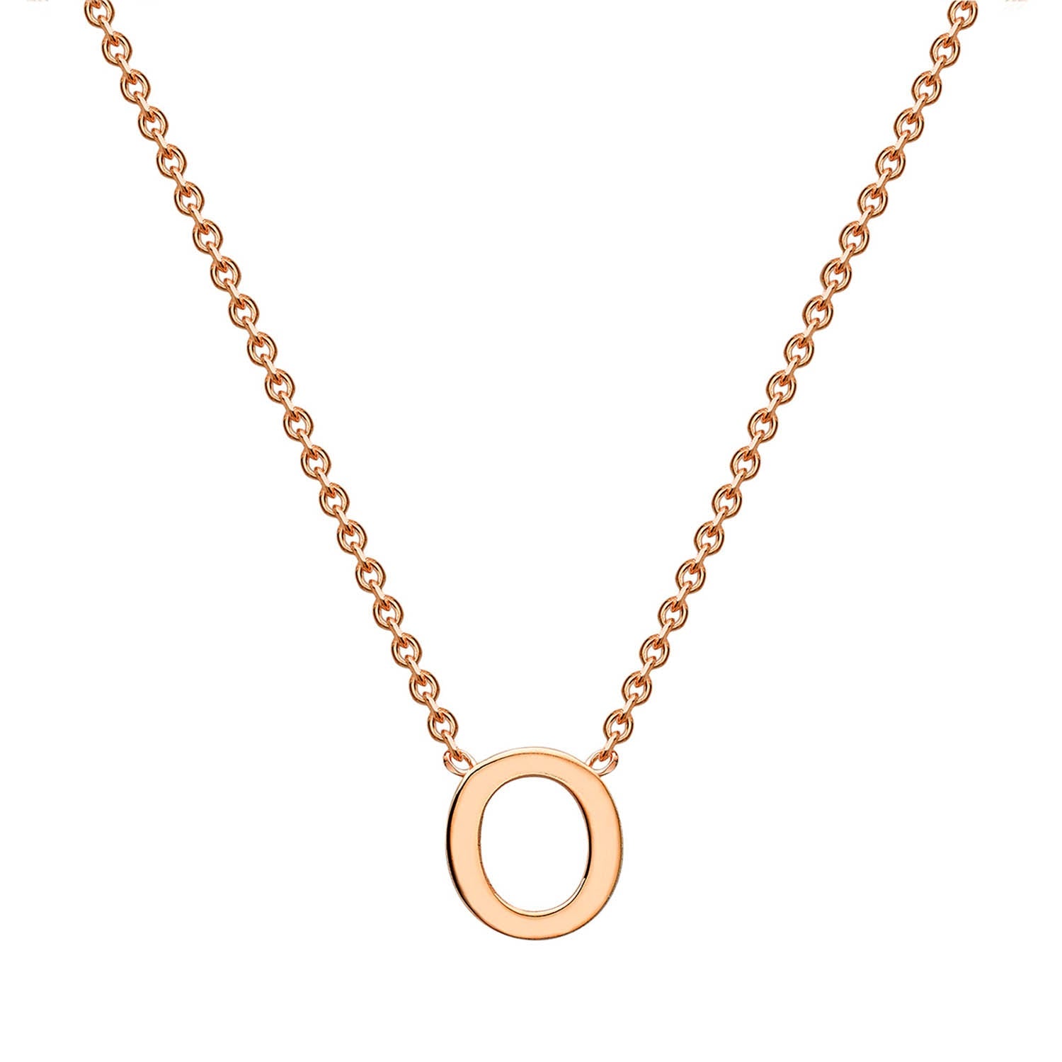 9K Rose Gold 'O' Initial Adjustable Letter Necklace 38/43cm