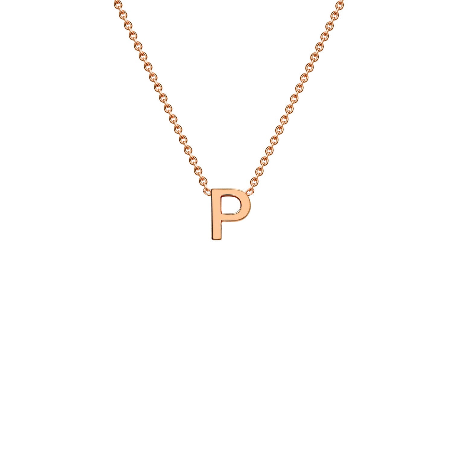 9K Rose Gold 'P' Initial Adjustable Letter Necklace 38/43cm