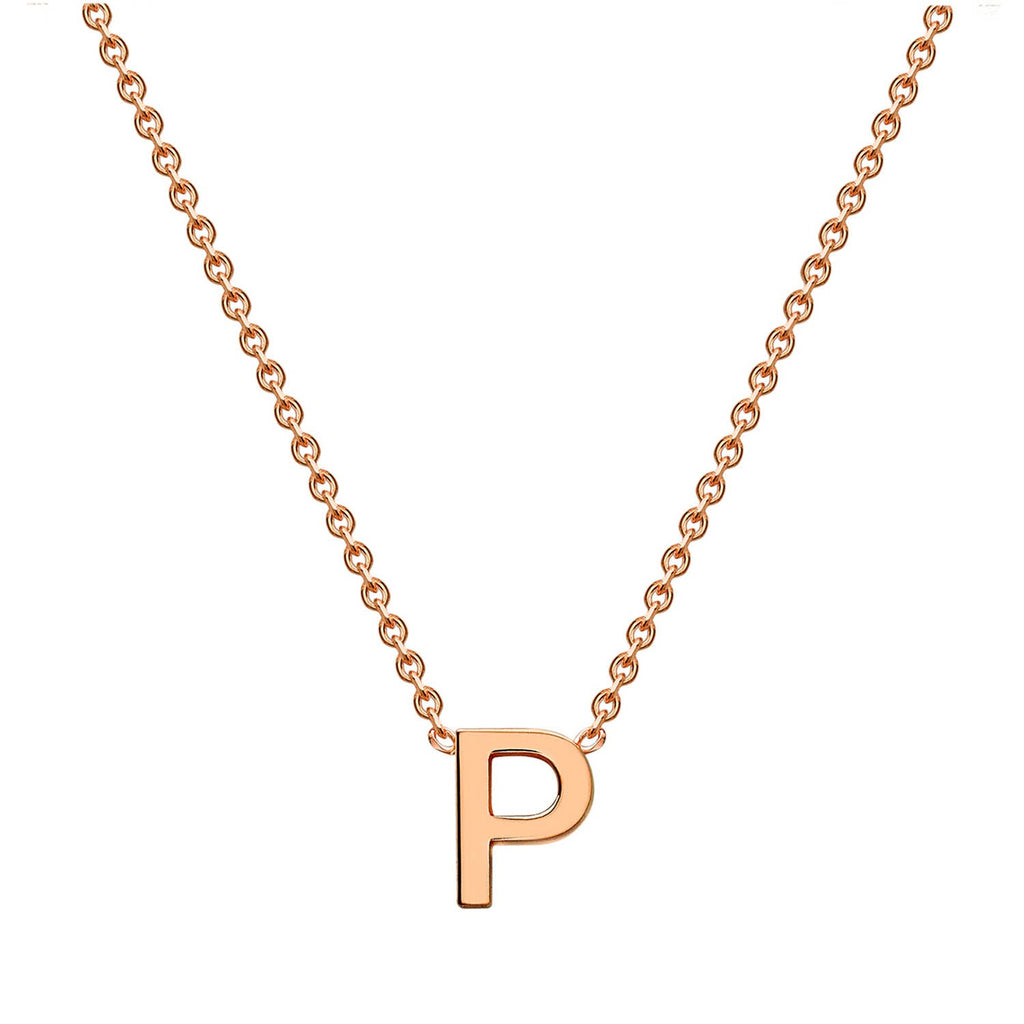 9K Rose Gold 'P' Initial Adjustable Letter Necklace 38/43cm