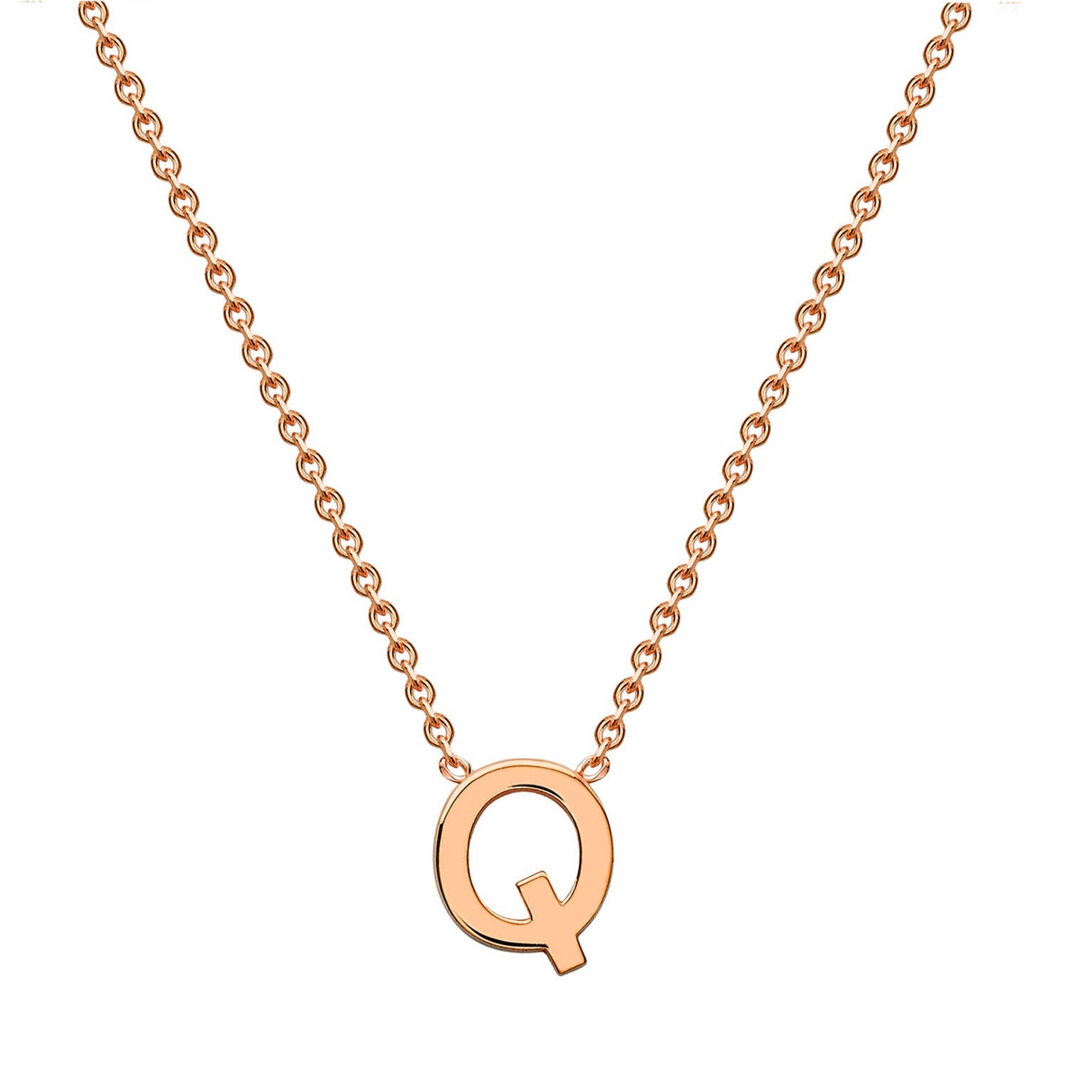 9K Rose Gold 'Q' Initial Adjustable Letter Necklace 38/43cm
