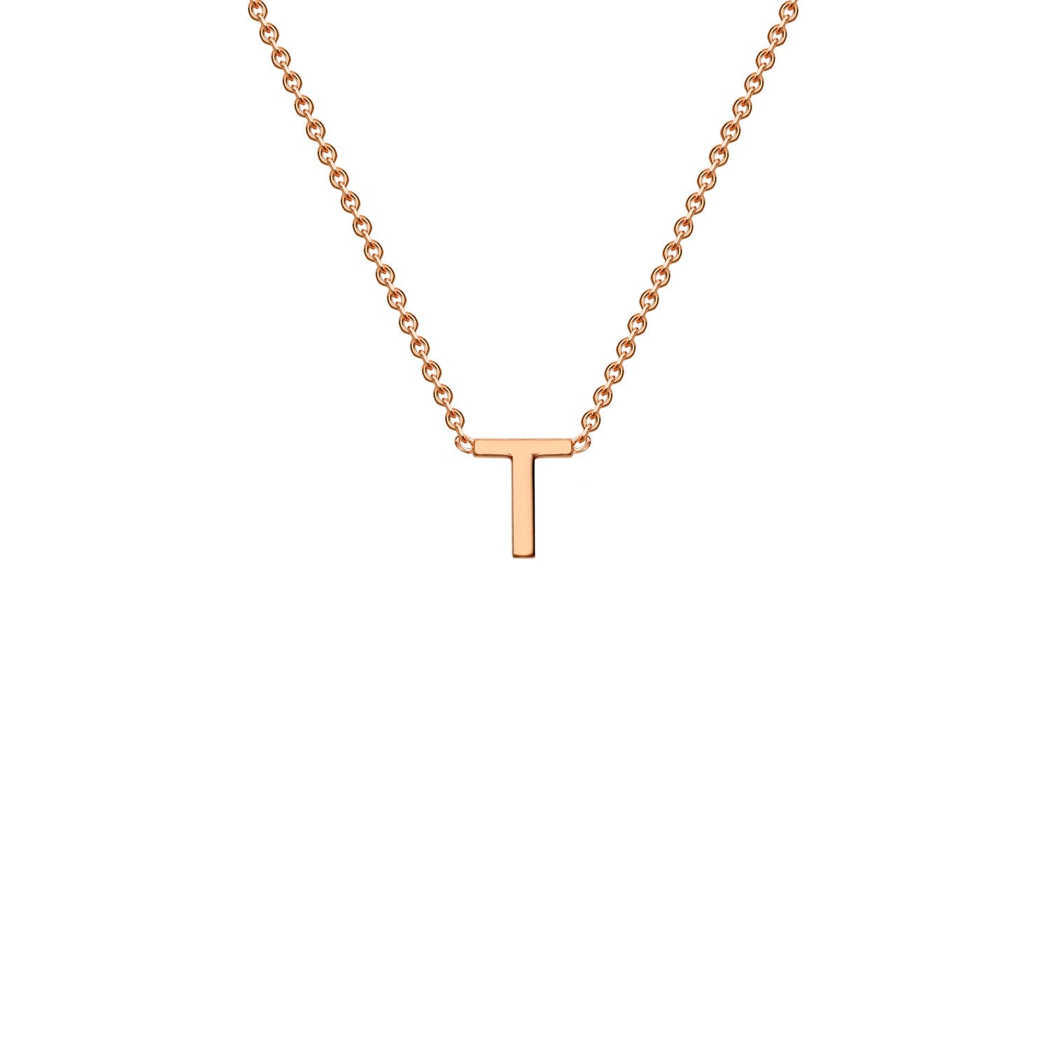 9K Rose Gold 'T' Initial Adjustable Letter Necklace 38/43cm