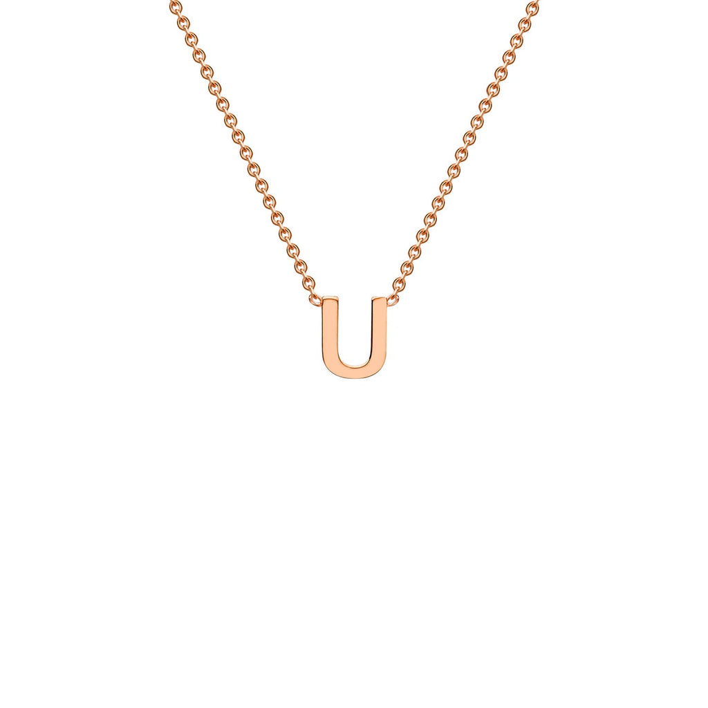 9K Rose Gold 'U' Initial Adjustable Letter Necklace 38/43cm