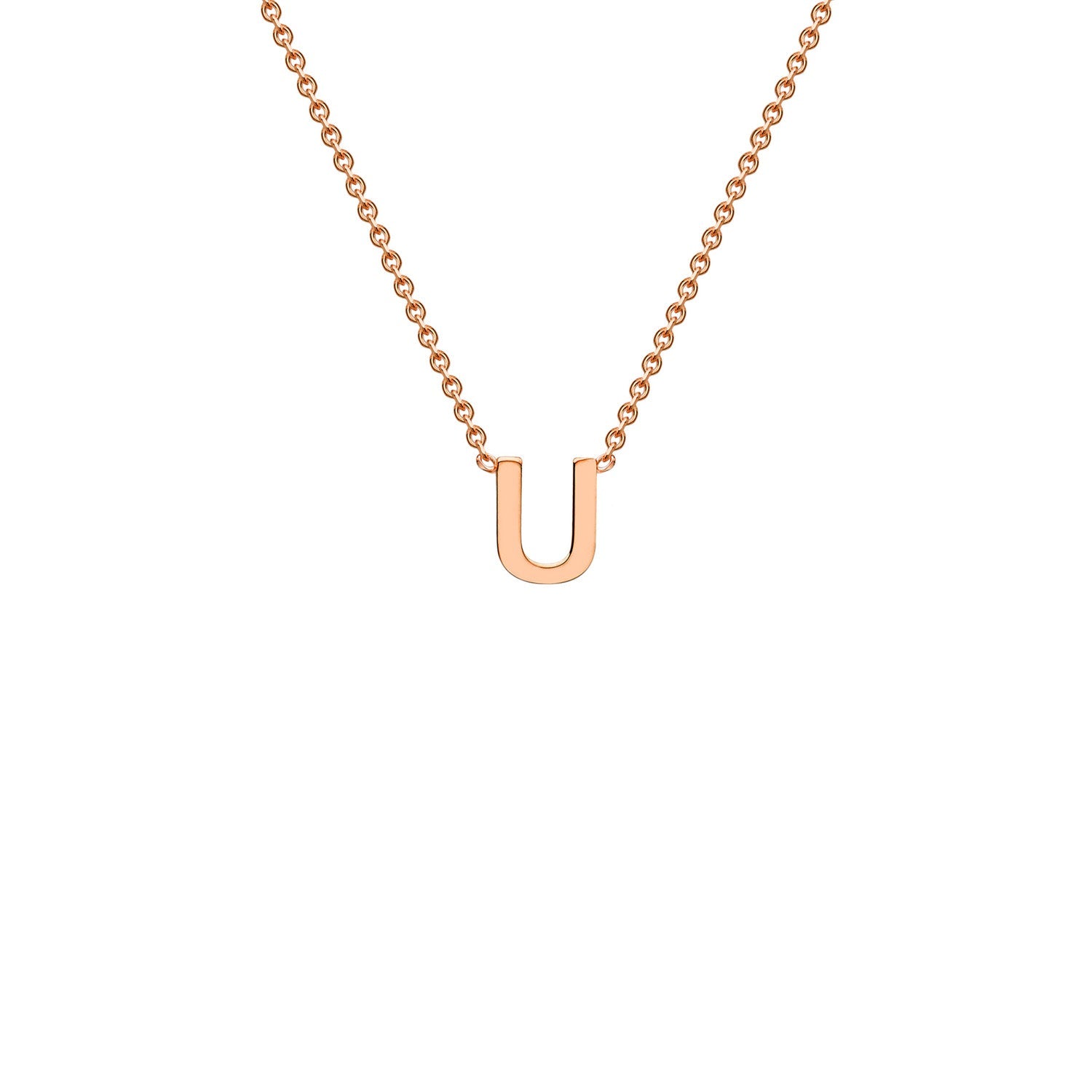 9K Rose Gold 'U' Initial Adjustable Letter Necklace 38/43cm