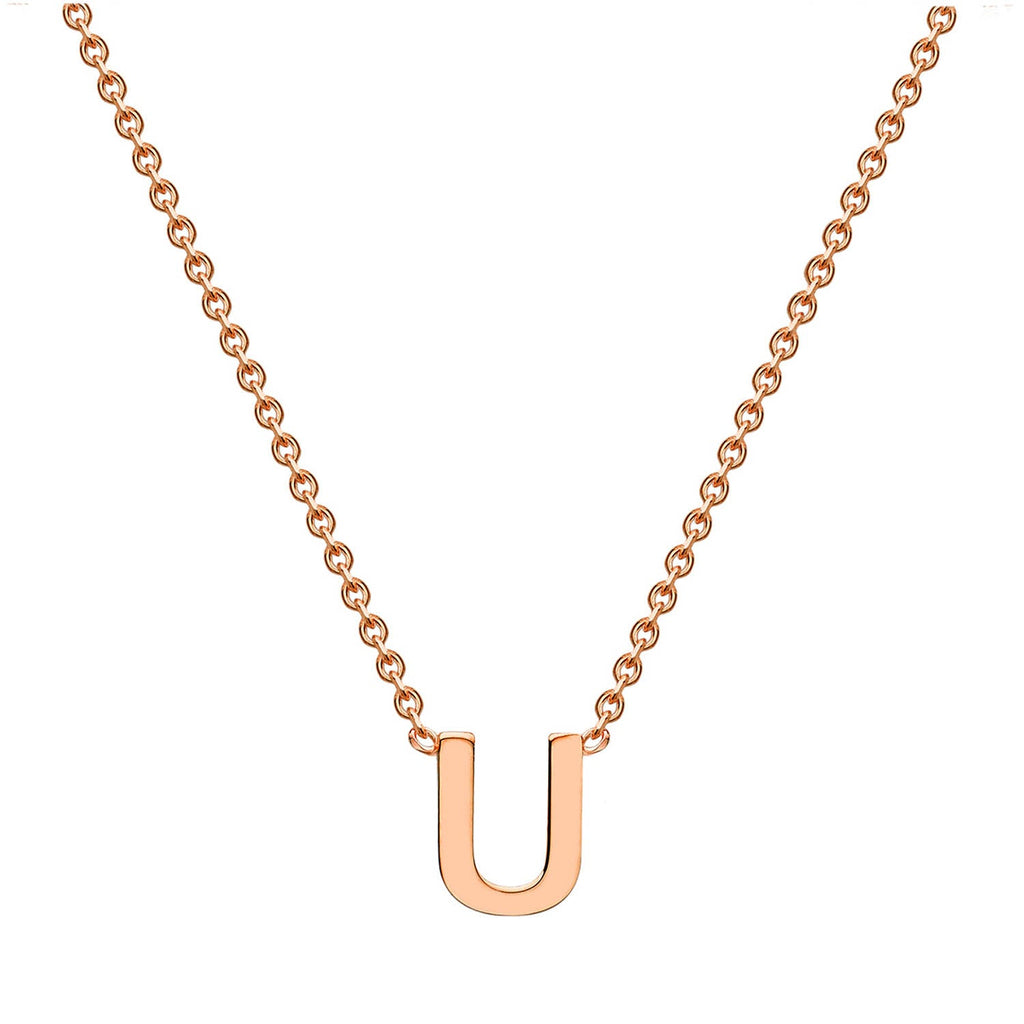 9K Rose Gold 'U' Initial Adjustable Letter Necklace 38/43cm