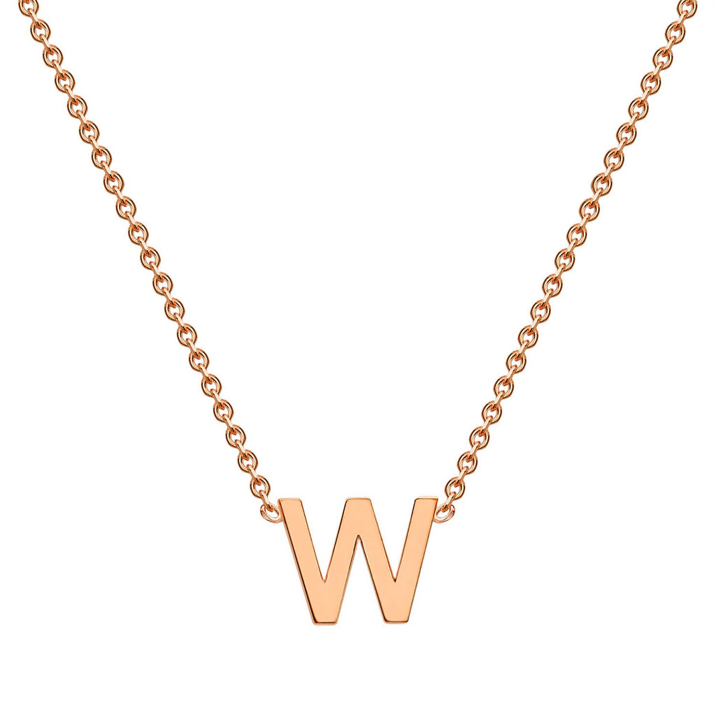 9K Rose Gold 'W' Initial Adjustable Letter Necklace 38/43cm