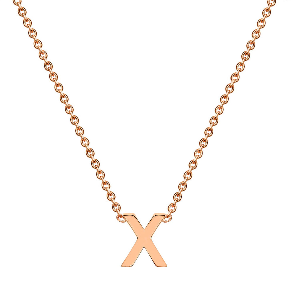 9K Rose Gold 'X' Initial Adjustable Letter Necklace 38/43cm
