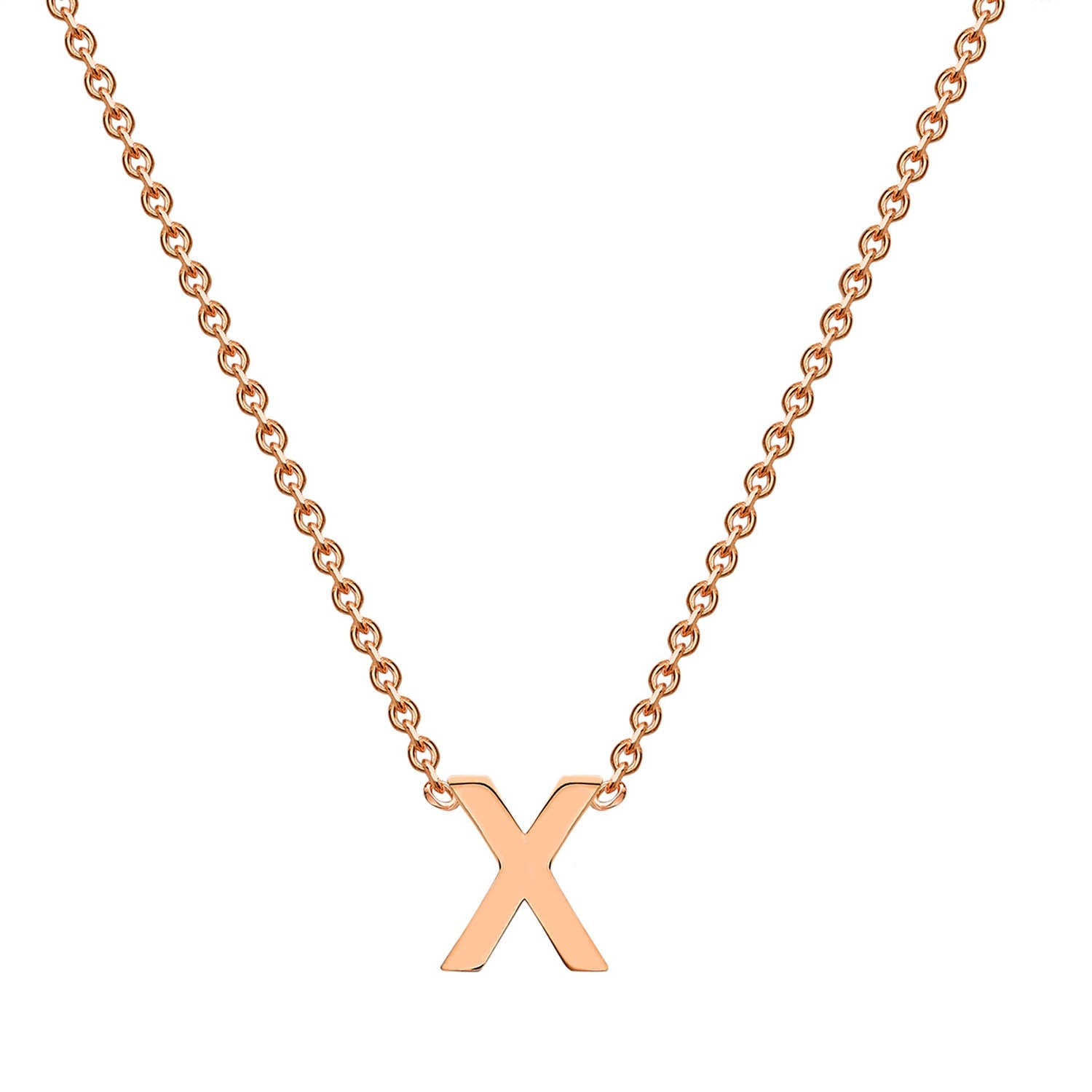 9K Rose Gold 'X' Initial Adjustable Letter Necklace 38/43cm