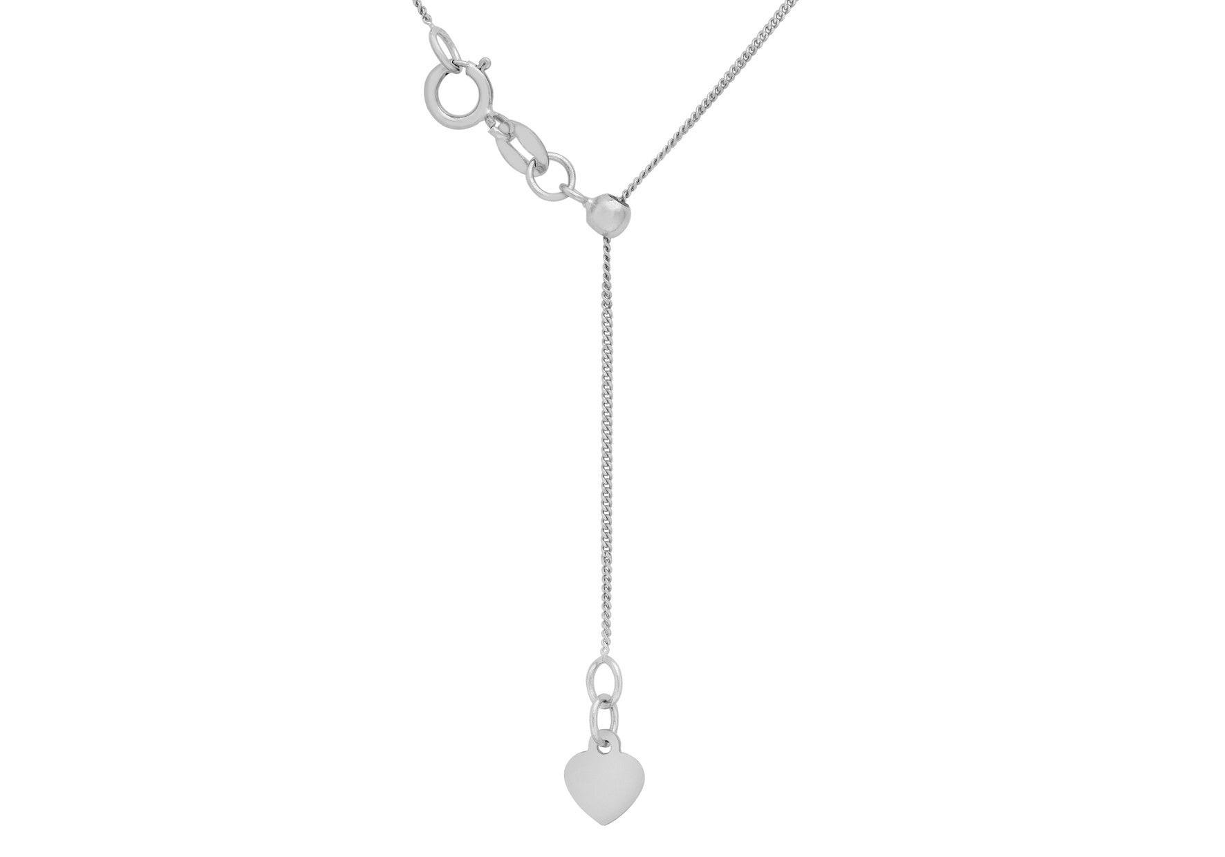 9K White Gold Adjustable Heart Necklace 56cm