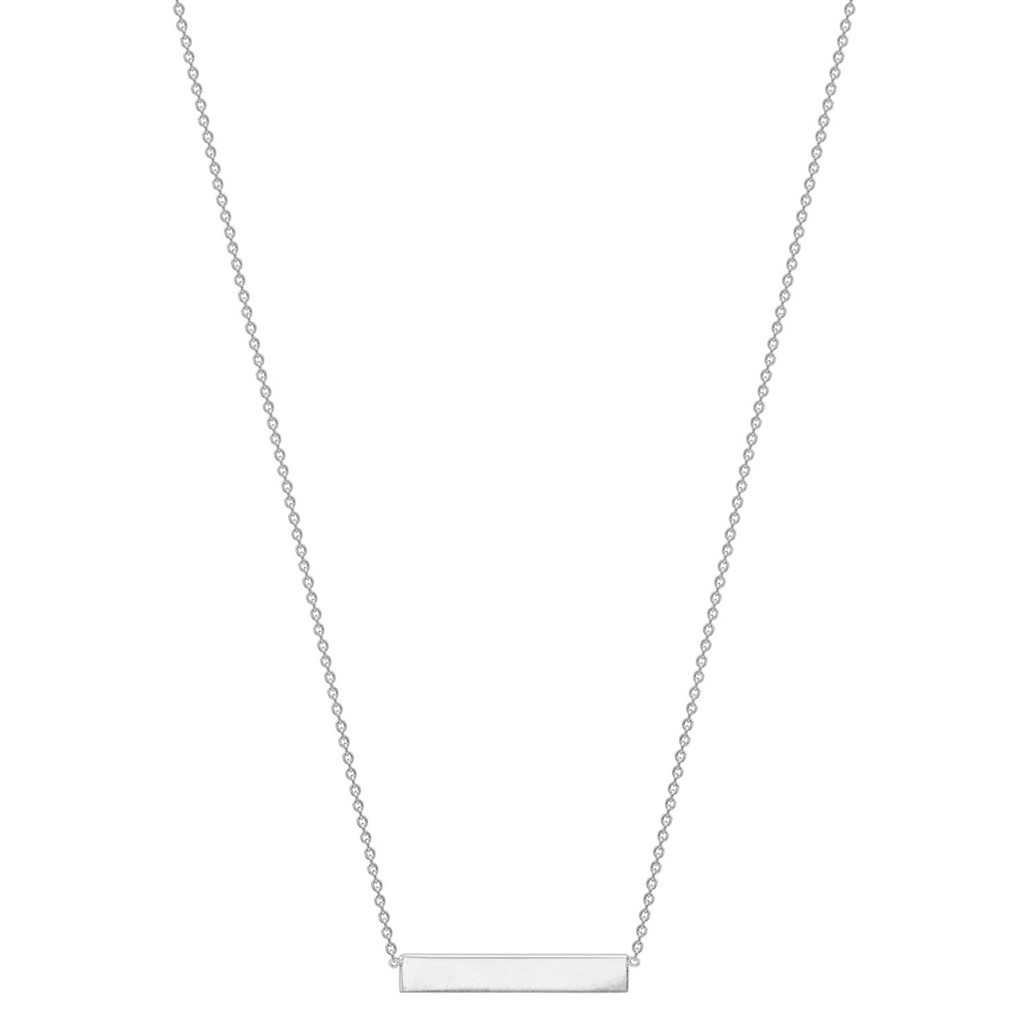 9K White Gold Solid Horizontal Bar Necklace 41+2cm
