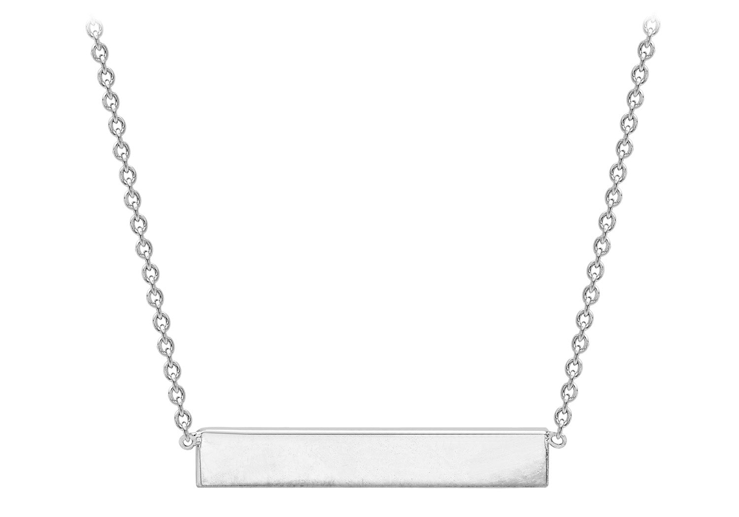 9K White Gold Solid Horizontal Bar Necklace 41+2cm