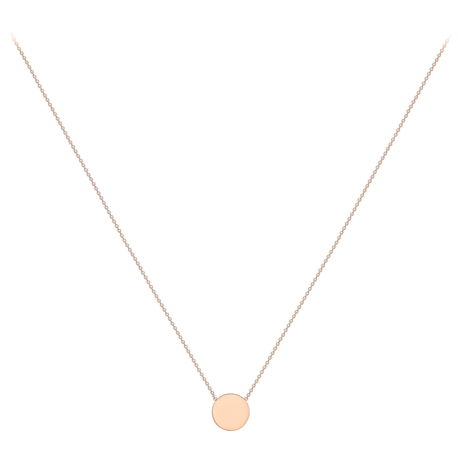 9K Yellow Gold 10mm Disc Adjustable Necklace 41cm-43cm