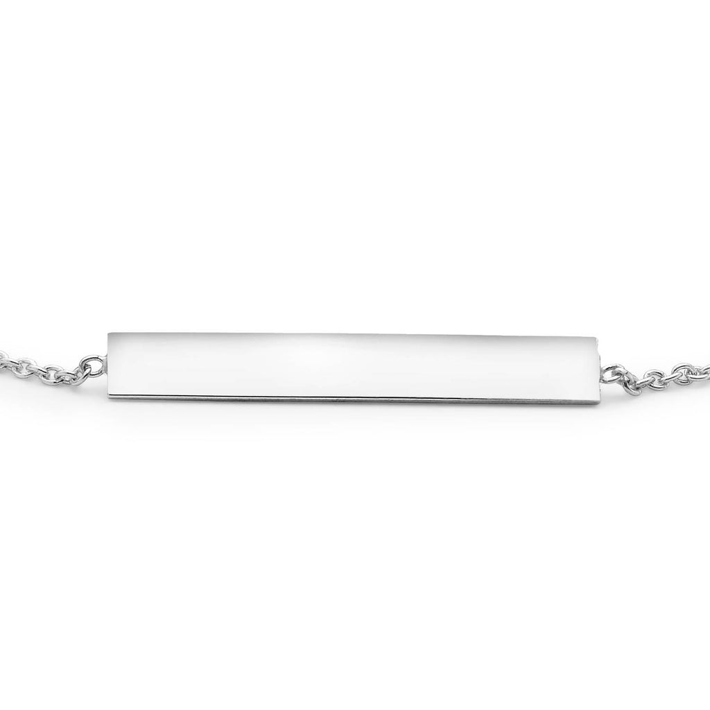 9K White Gold 3mm x 20mm Horizontal-Bar Adjustable Bracelet 18cm-19cm
