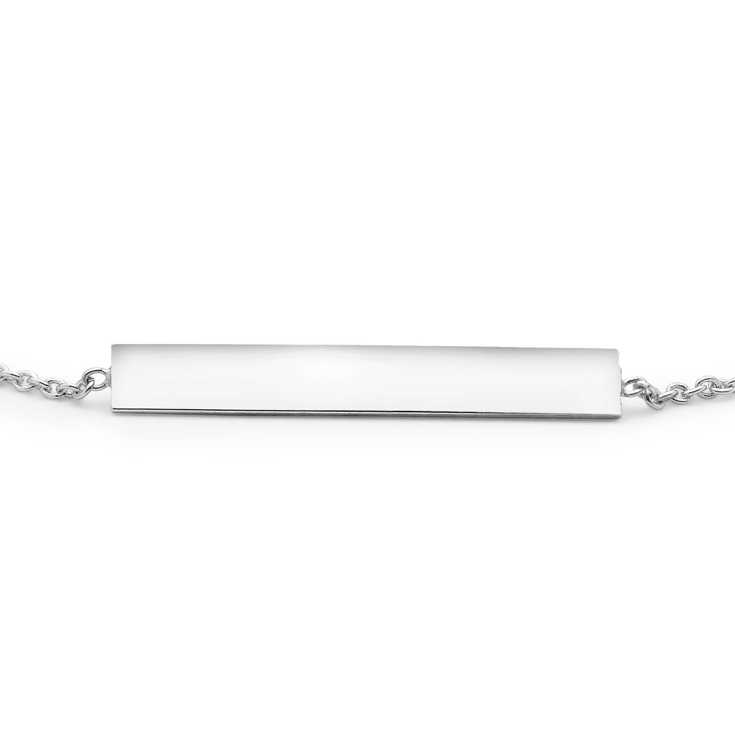 9K White Gold 3mm x 20mm Horizontal-Bar Adjustable Bracelet 18cm-19cm