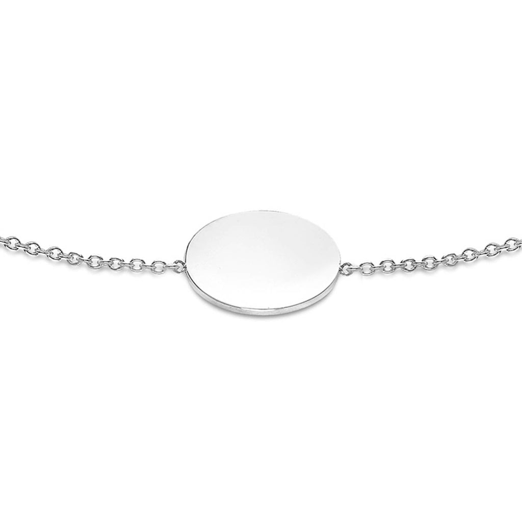 9K White Gold 10mm Disc Adjustable Bracelet 18cm-19cm