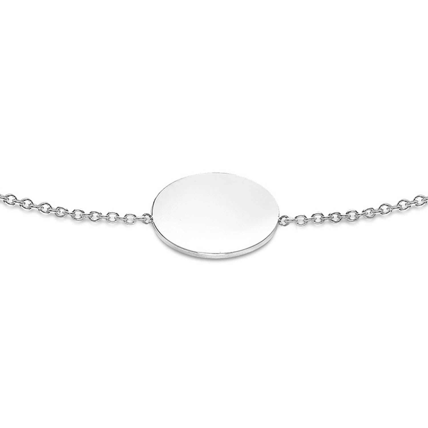 9K White Gold 10mm Disc Adjustable Bracelet 18cm-19cm