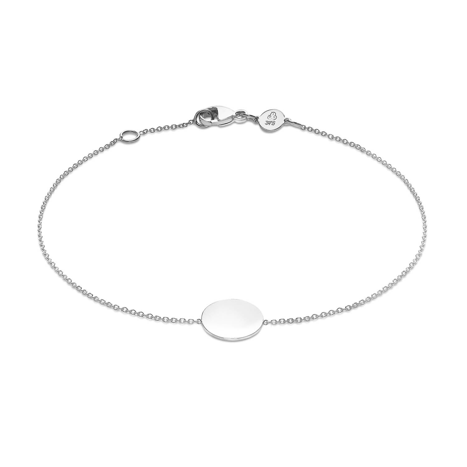 9K White Gold 10mm Disc Adjustable Bracelet 18cm-19cm