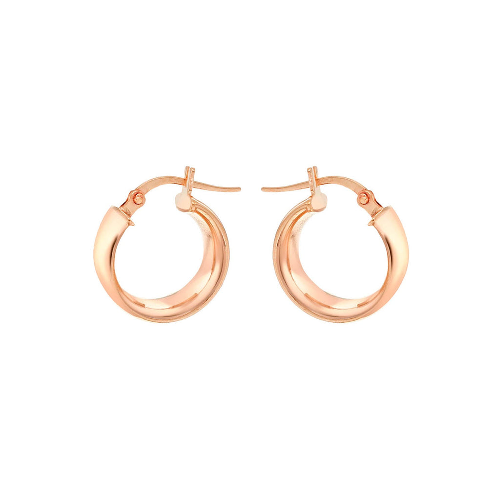 9K Rose Gold 6mm Band 14mm Creole Earrings