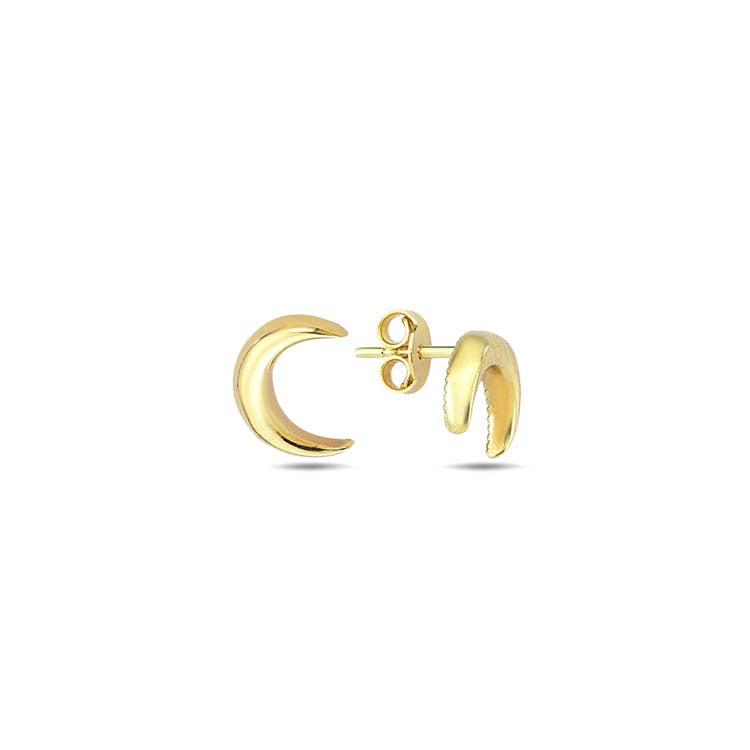 9K Yellow Gold Cresent Moon Stud Earrings