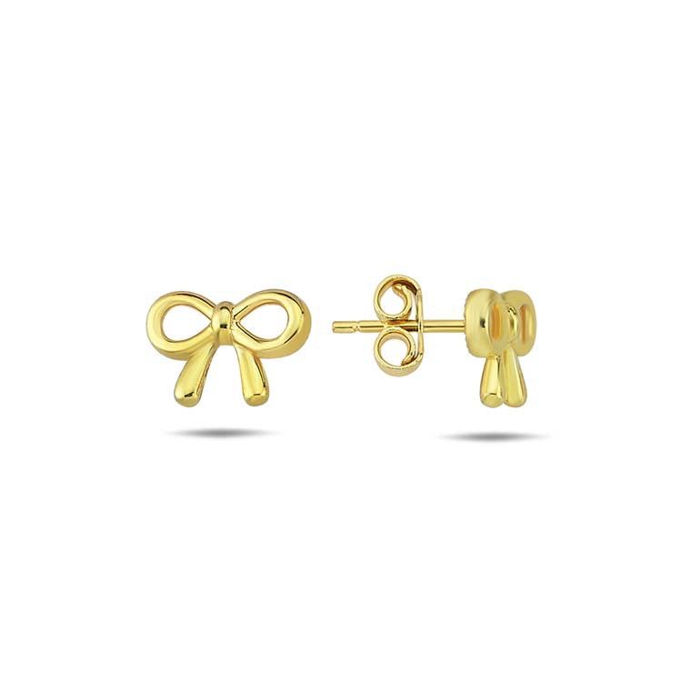 9K Yellow Gold Bow Stud Earrings