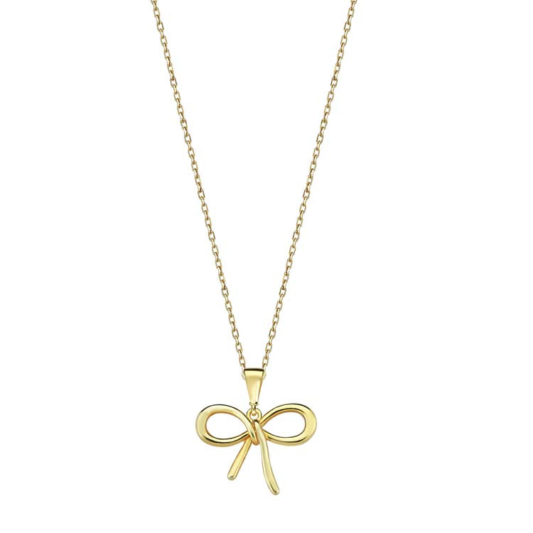 9K Yellow Gold Petite Bow Necklace 40-45cm