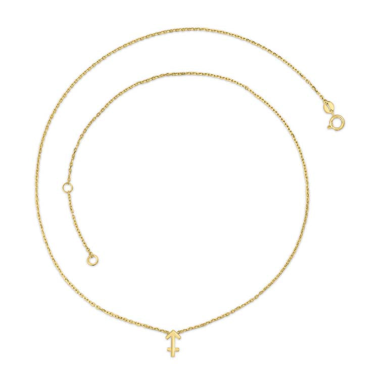 9K Yellow Gold Sagittarius Zodiac Necklace 40-45cm