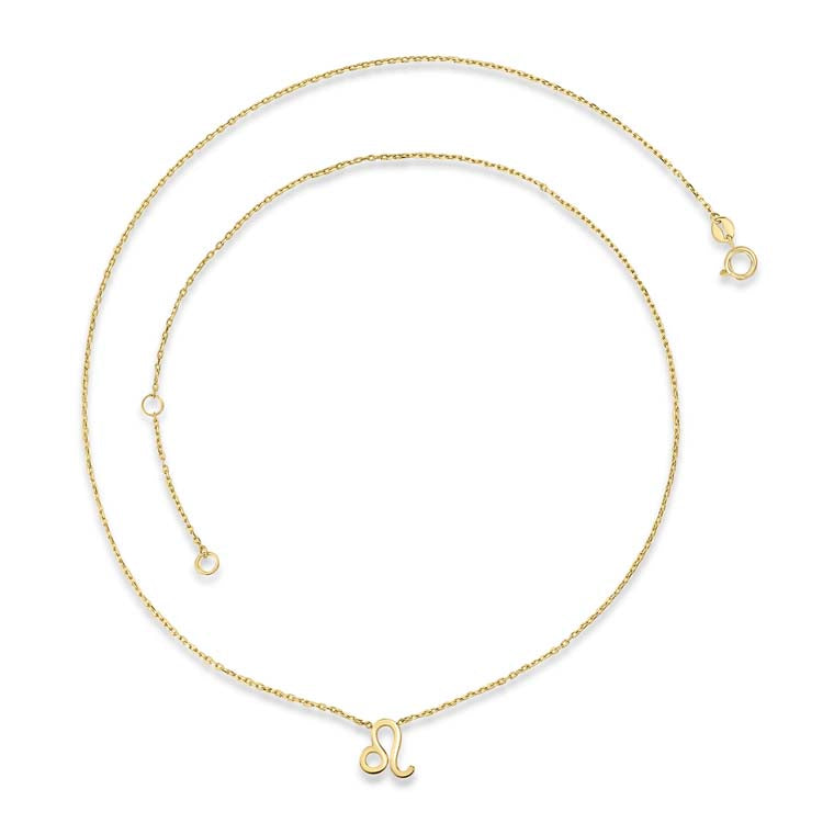 9K Yellow Gold Leo Zodiac Necklace 40-45cm