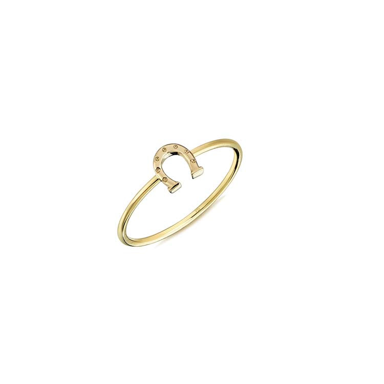 9K Yellow Gold Lucky Horseshoe Ring