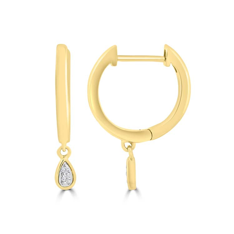 Diamond Hoop Earrings with 0.02ct Diamonds in 9K Yellow Gold