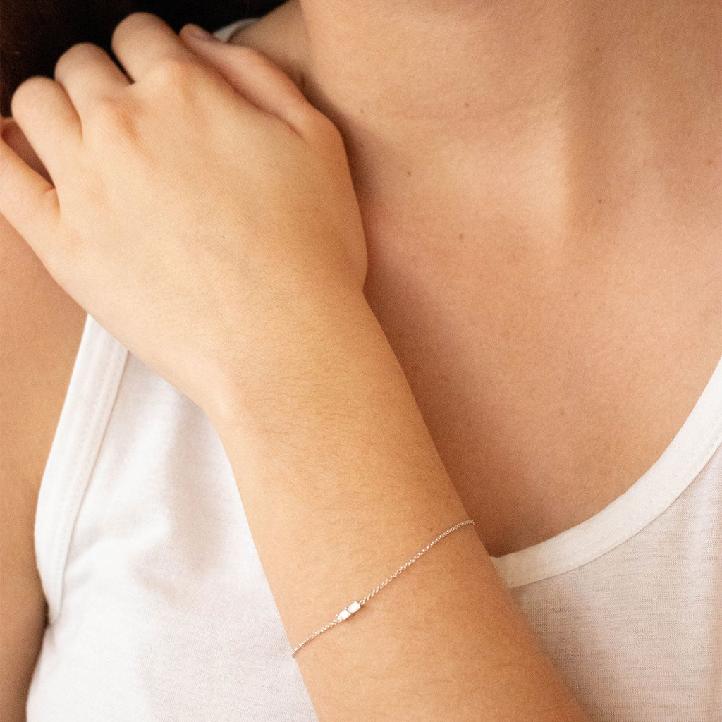 Bracelet with 0.06ct Diamonds in 9K White Gold 17+2cm