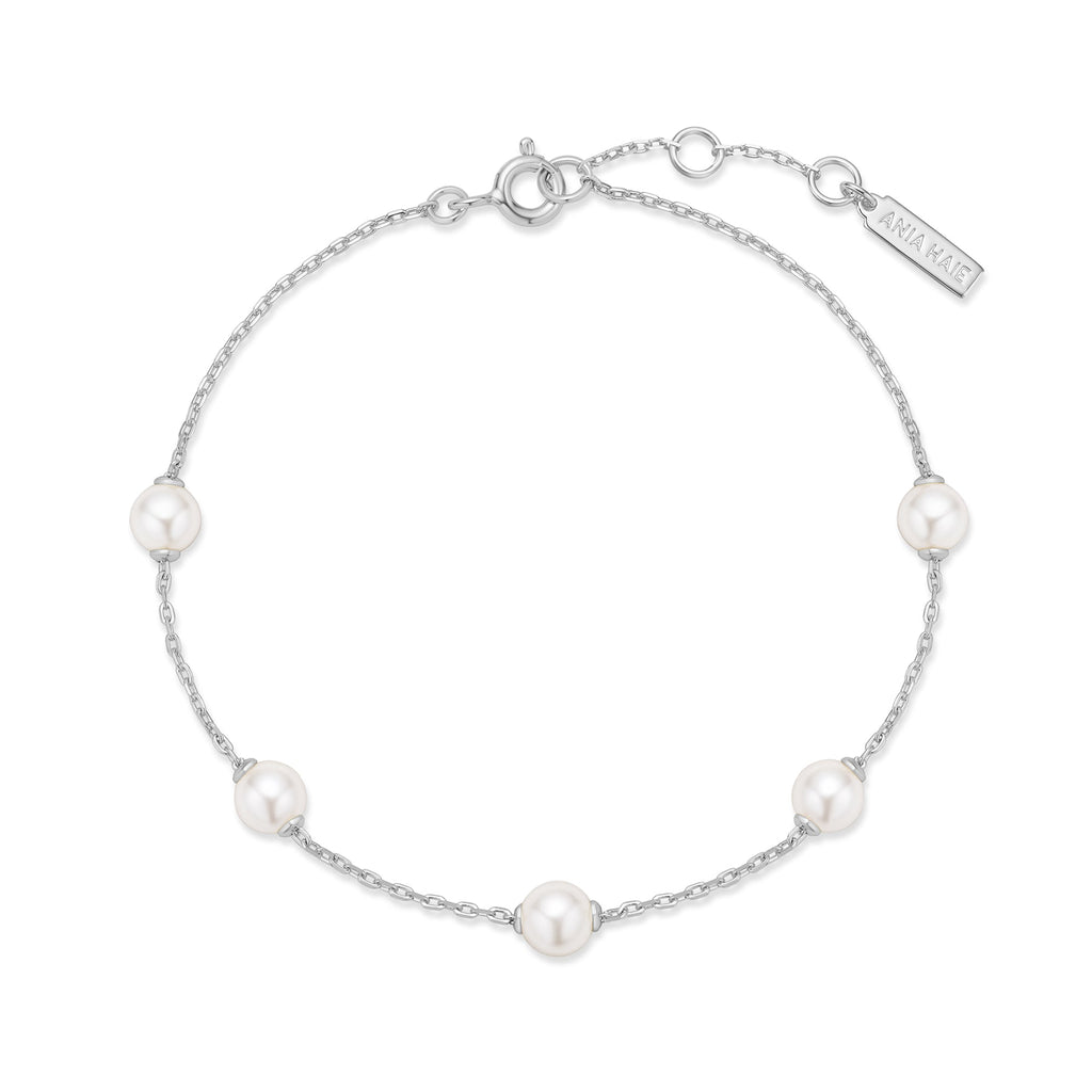 Ania Haie Silver Pearl Station Bracelet