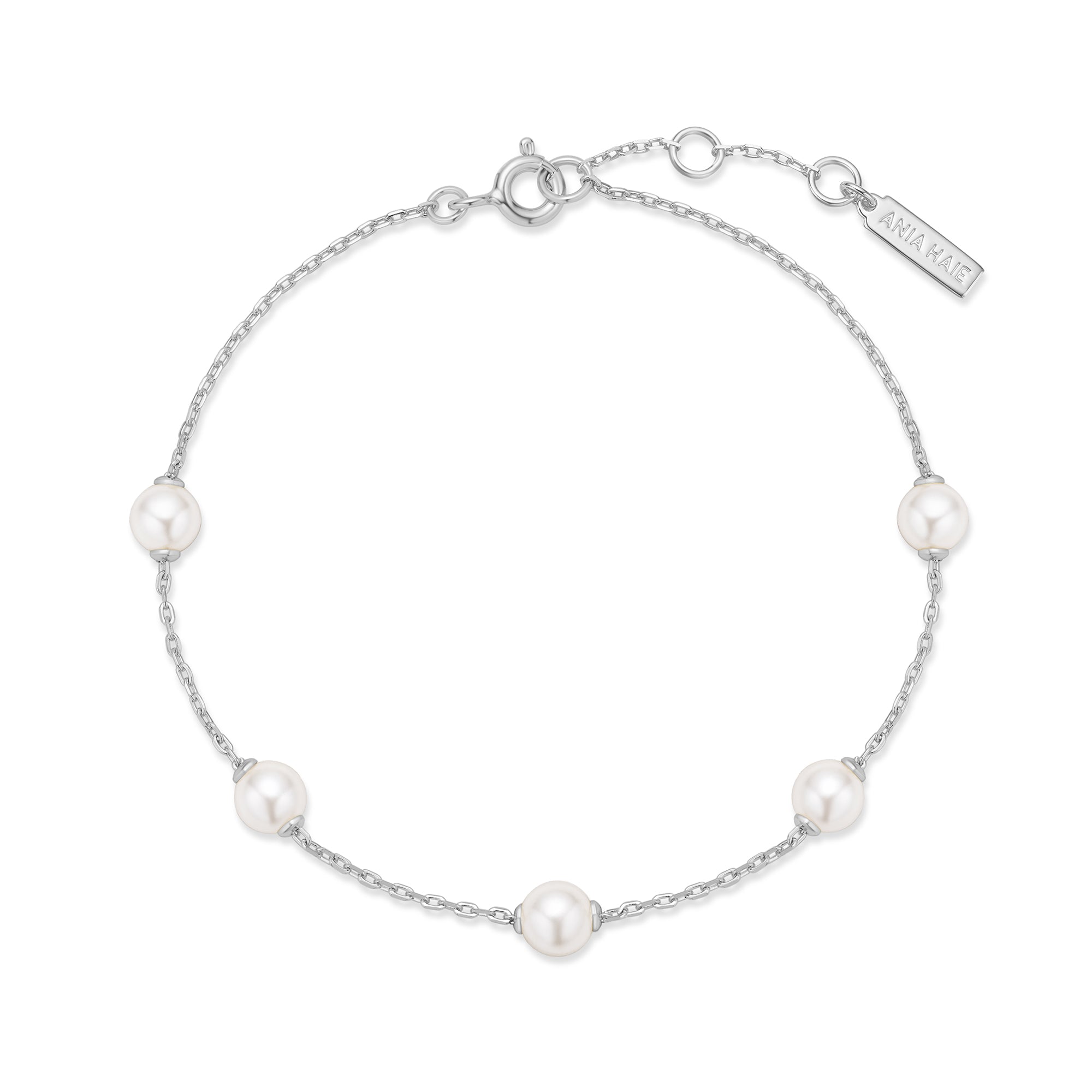 Ania Haie Silver Pearl Station Bracelet