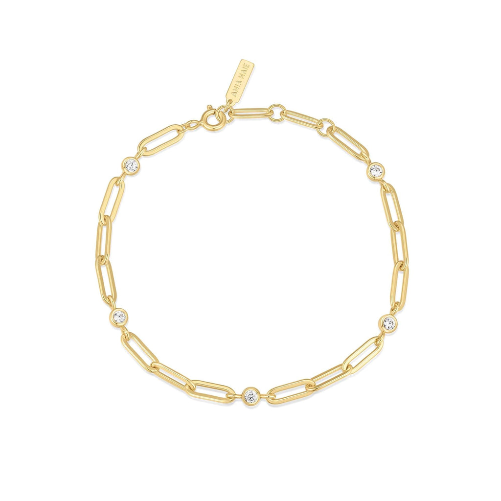 Ania Haie Gold Bezel Station Paper Clip Chain Bracelet