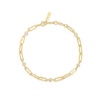 Ania Haie Gold Bezel Station Paper Clip Chain Bracelet