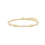 Ania Haie Gold Bezel-Set Cube and Pearl Station Bracelet