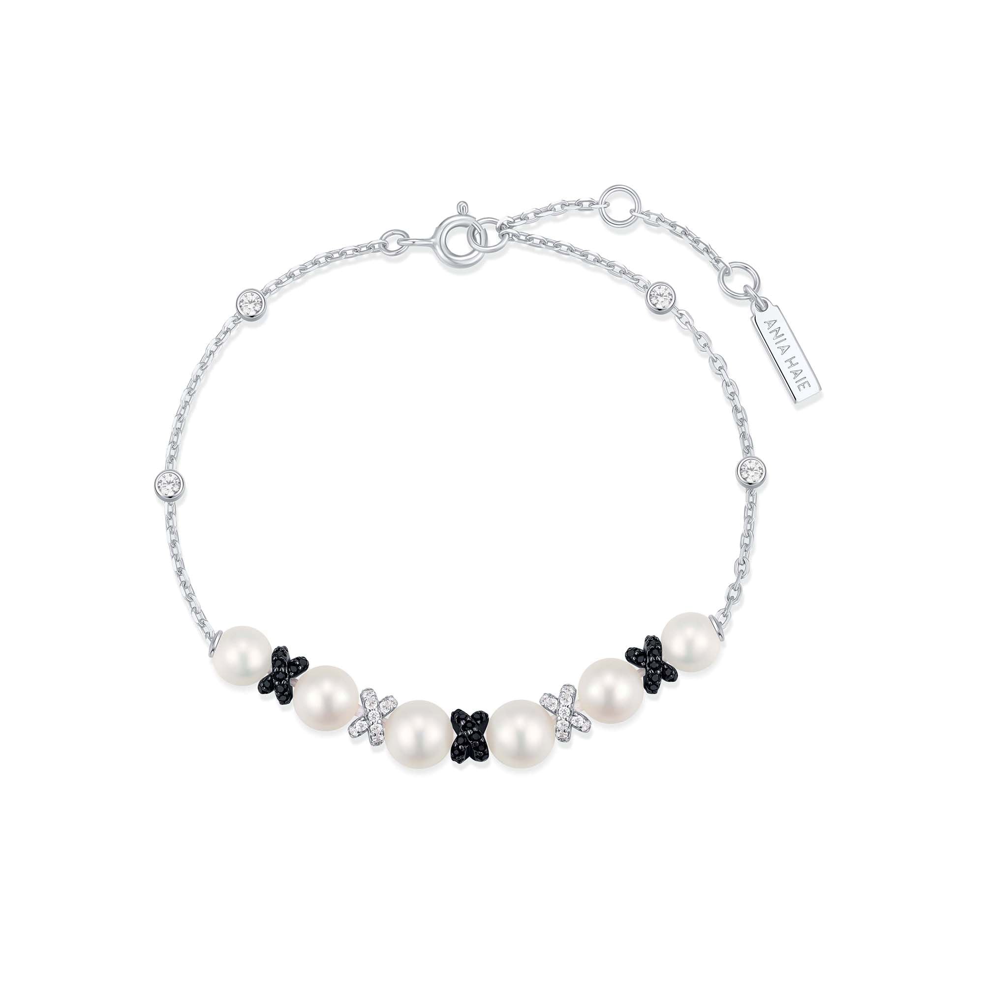 Ania Haie Two-Tone Sparkling Braided Shell Pearl Bracelet