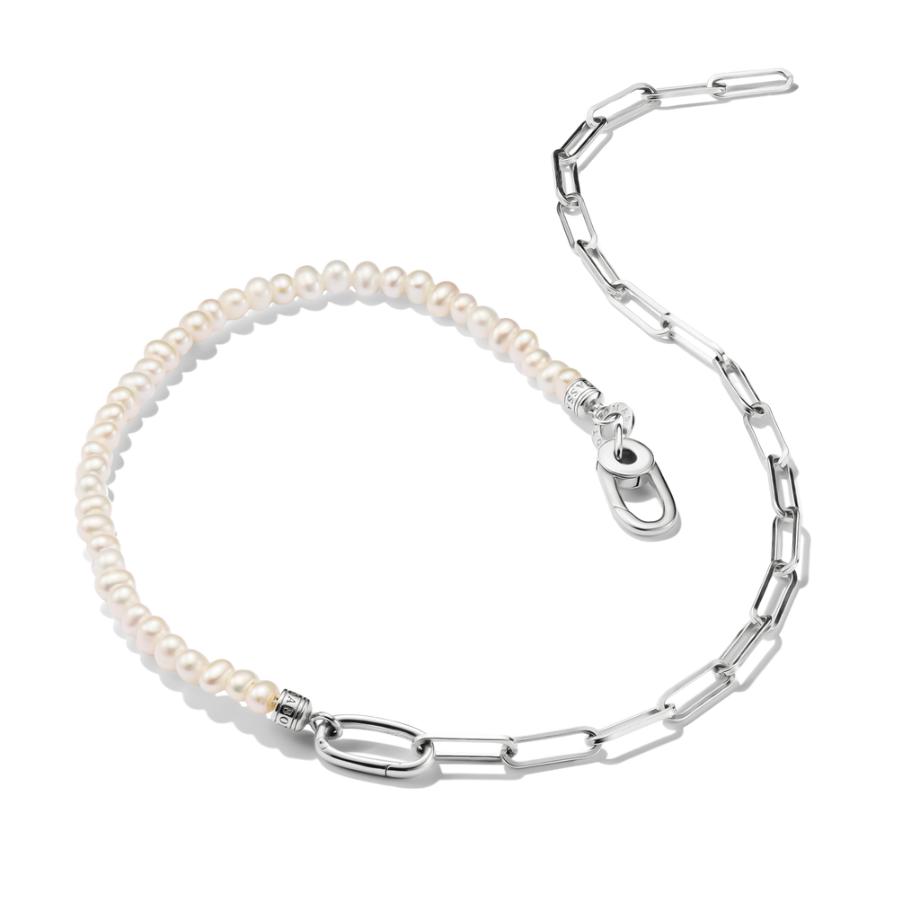 THOMAS SABO Connect Charm Necklace Paperclip with Pearls Silver